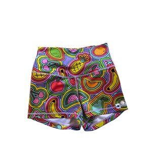 WodBottom Women’s Black Multicolor Stretch Fitness Gym‎ Shorts Size Small